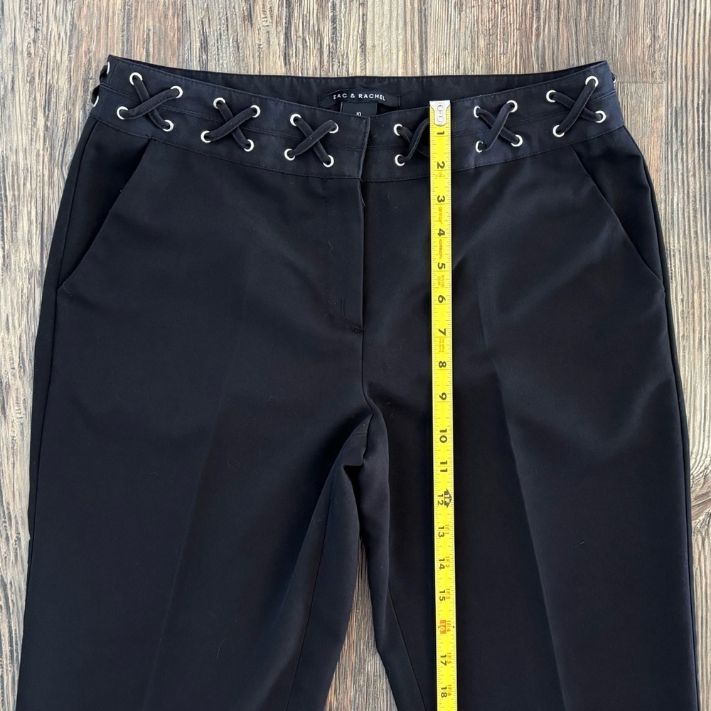*FLAWS Zac & Rachel Lace-Up Waist Trouser Pants Womens 10 Black Whimsigoth Y2K - Picture 5 of 12